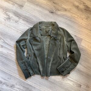 Marrakech Anthropologie Suede Moto Jacket with Stud Accents